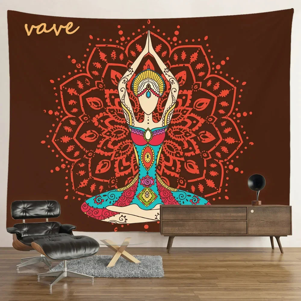 Indian Buddha Statue Meditation 7 Chakra Tapestry