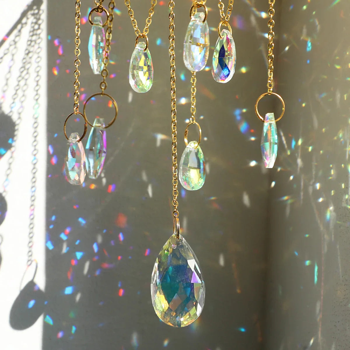 Hanging Sun Catcher Crystal Teardrop Chandelier