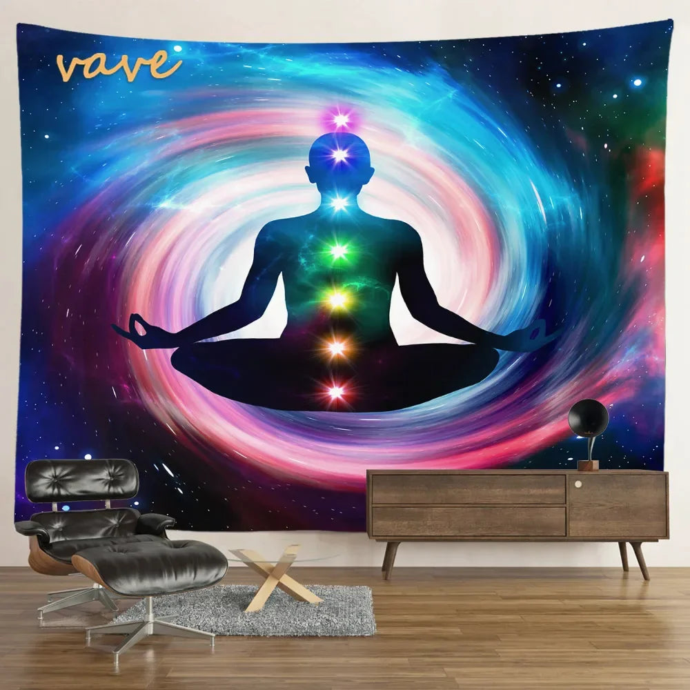 Indian Buddha Statue Meditation 7 Chakra Tapestry