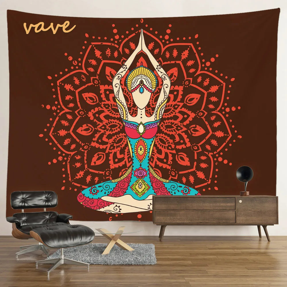 Indian Buddha Statue Meditation 7 Chakra Tapestry