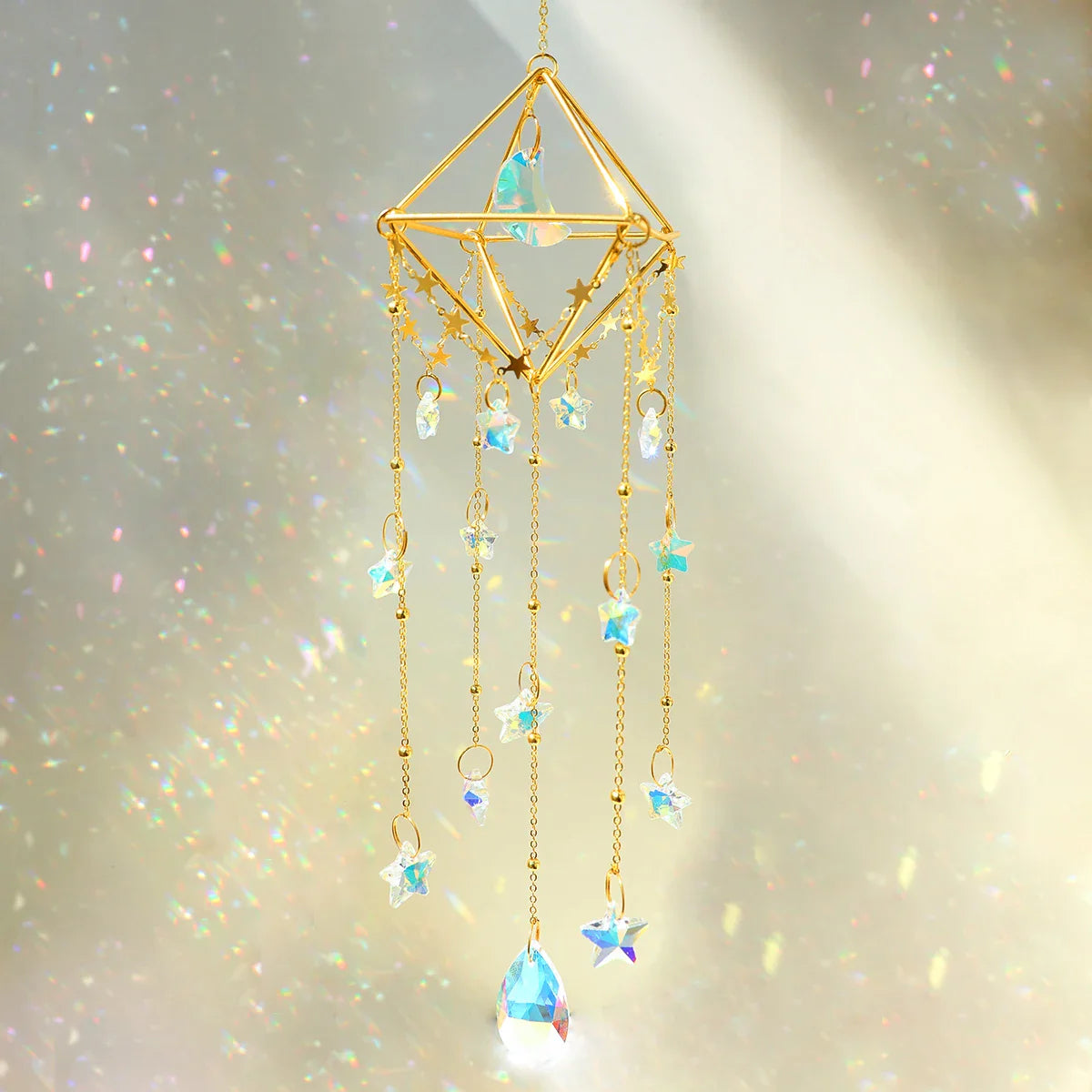 Hanging Sun Catcher Crystal Teardrop Chandelier