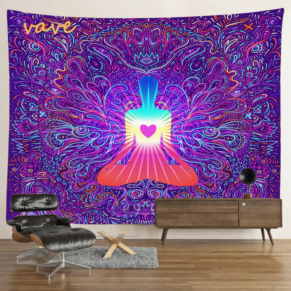 Indian Buddha Statue Meditation 7 Chakra Tapestry