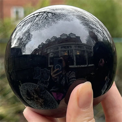 Natural Black Obsidian Sphere - Healing Crystal Magic Ball