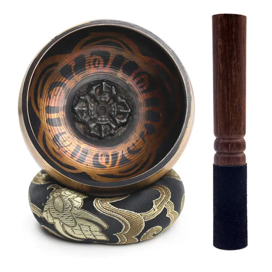 Tibetan Singing Bowl Set - Lotus Design