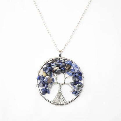 Natural Tree of Life Crystal Stone Pendant Necklace