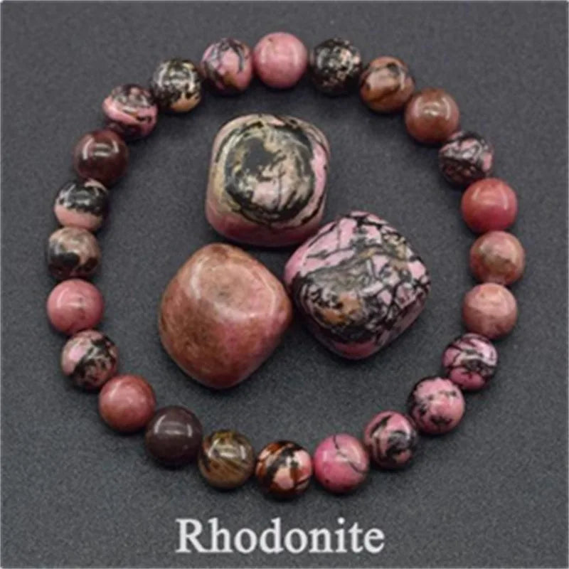 Natural Rhodonite Stones Beads Bracelet