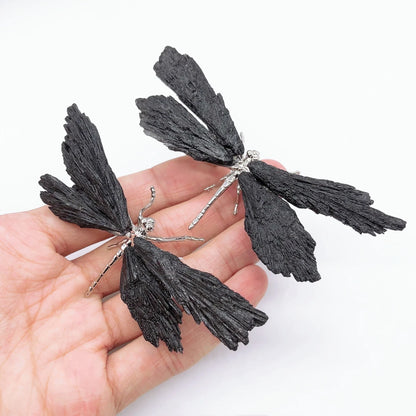 Natural Black Tourmaline Dragonfly Crystal Stone