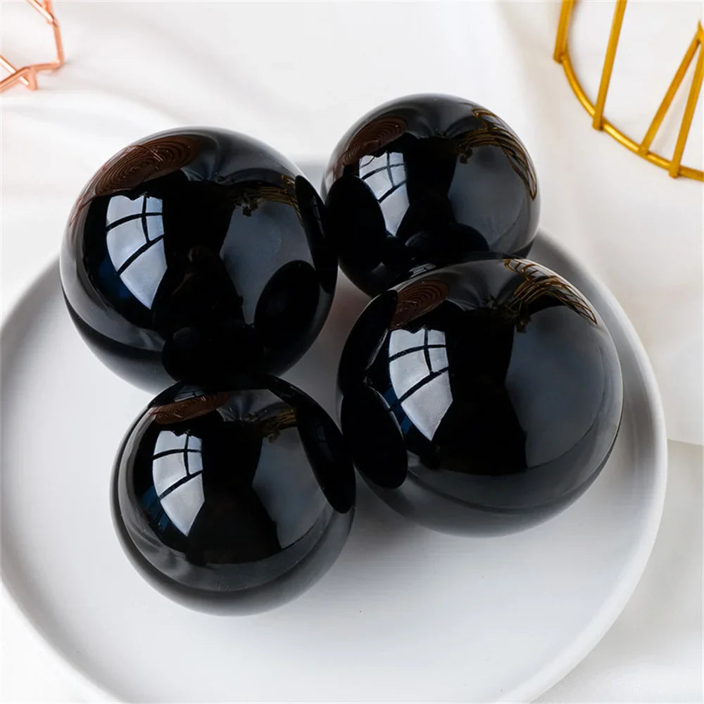 Natural Black Obsidian Sphere - Healing Crystal Magic Ball