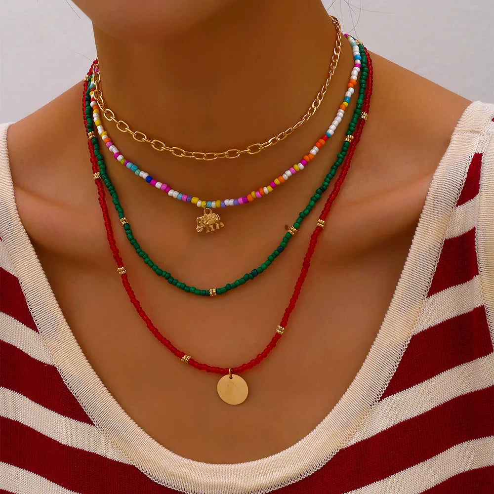 Bohemian Multilayer Handmade Beads Chain Necklace