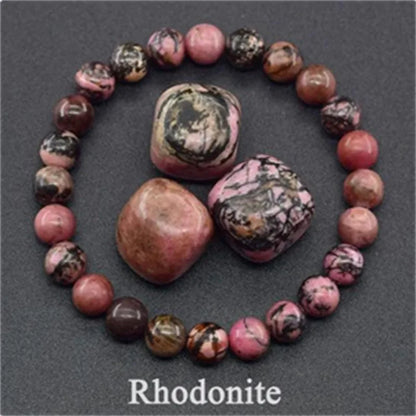 Natural Rhodonite Stones Beads Bracelet