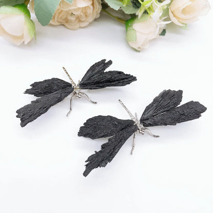 Natural Black Tourmaline Dragonfly Crystal Stone