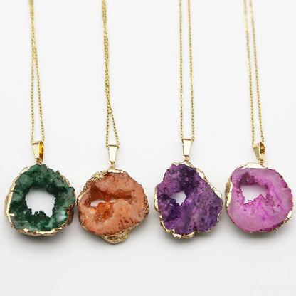 New Natural Agates Irregular Raw Stone Slice Necklaces