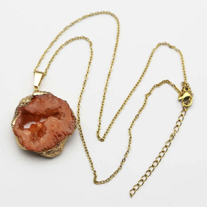 New Natural Agates Irregular Raw Stone Slice Necklaces