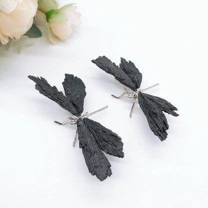 Natural Black Tourmaline Dragonfly Crystal Stone