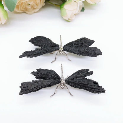 Natural Black Tourmaline Dragonfly Crystal Stone