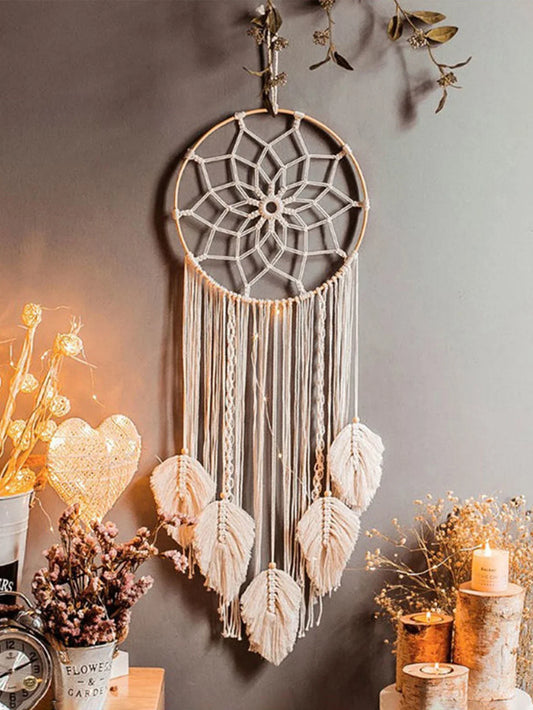 Macrame Dream Catcher Bohemian Leaf Wall Hanging