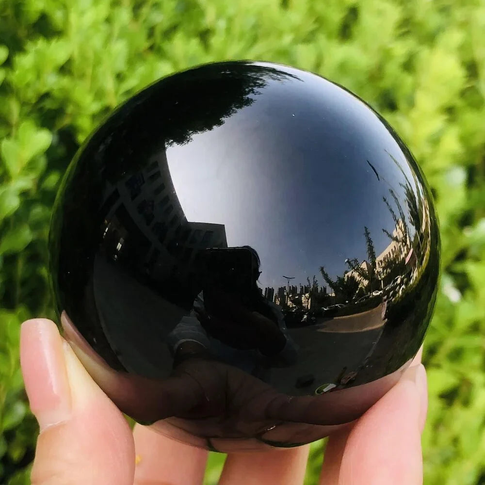 Natural Black Obsidian Sphere - Healing Crystal Magic Ball